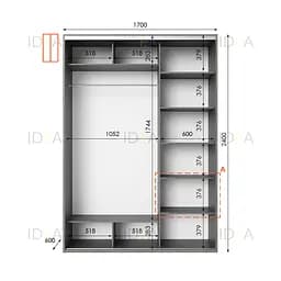 Шафа-купе Idea серія 1 170 x 60 x 240 см Венге темний Дзеркало - мініатюра 2