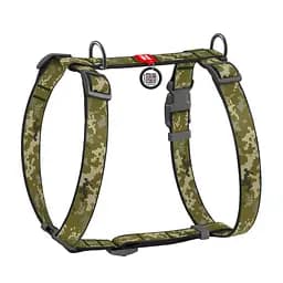 Шлея для собак Waudog Nylon, анатомічна, H-подібна, з QR паспортом, L, 50-90х60-100х2,5 см, Мілітарі