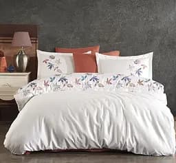 Комплект постільної білизни Dantela Vita Hazan beyaz сатин з вишивкою євро білий (svt-2000022321341)
