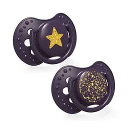 Силіконова динамічна пустушка Lovi Stardust, 3-6 міс., 2 шт., фіолетовий (22/893_violet) - мініатюра 1