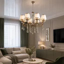 Люстра з абажурами Splendid Ray LRAM2376/8 (SGD) золото, 8 ламп, Ø75 см - мініатюра 2