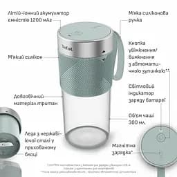 Блендер портативний Tefal Lightmix для смузі зелений (BL1C0430) - мініатюра 3