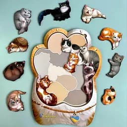 Дерев'яний пазл-вкладиш Котики-муркотики Ubumblebees 1х23х32 см det0012686 - мініатюра 5