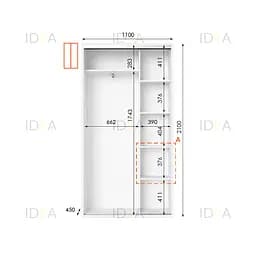 Шафа-купе Idea серія 5 110 x 45 x 210 см Білий Дзеркало - мініатюра 2