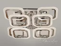 Люстра стельова LED Diasha HAS8060/4+4HR, 110W, 3200K-6500K, хром, хай-тек стиль, з пультом, диммером, підсвіткою - мініатюра 3