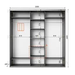 Шафа-купе Idea серія 2 230 x 60 x 240 см Венге темний Дзеркало - мініатюра 2