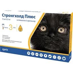 Краплі Стронгхолд Плюс для котів до 2.5 кг від бліх та кліщів 0.25 мл х 1 піпетка 15 мг (10020776-1)