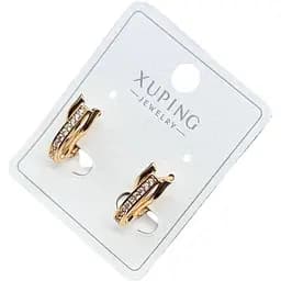 Сережки Xuping з мерехтливою доріжкою камінців та переплетеним дизайном гіпоалергенне медичне золото