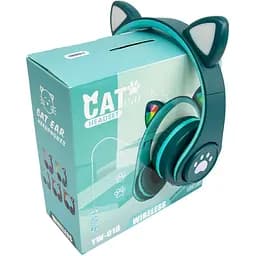 Гарнитура беспроводная с подсветкой CAT EAR YW-018 Bluetooth наушники с ушками (Зелёный) блютуз (ST)