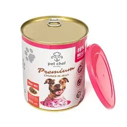 Вологий корм для дорослих собак Pet Chef, шматочки в желе М'ясний мікс 800 г - мініатюра 3