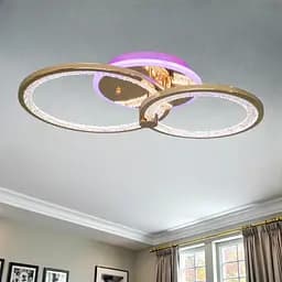 Стильна стельова LED-люстра для спальні Diasha 8180/2G LED 3color dimmer - золотий, 55 Вт, 33x53 см - мініатюра 3
