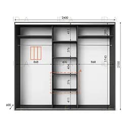 Шафа-купе Idea серія 6 240 x 60 x 210 см Антрацит - мініатюра 2