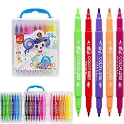 Набір двосторонніх фломастерів Bambi 249-24(Blue) у пластиковому боксі, 24 кольори - мініатюра 2