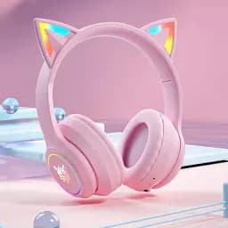 Бездротові ігрові навушники з котячими вушками Onikuma B90 RGB гарнітура з мікрофоном Pink (19117) - мініатюра 11