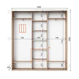 Шафа-купе Idea серія 2 220 x 45 x 240 см Дуб сонома Дзеркало - мініатюра 2