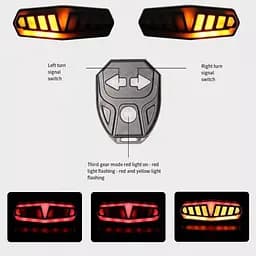 Велоліхтар із зазначенням поворотів акумуляторний red+yellow ЗУ Type-C FY-1828 - мініатюра 4
