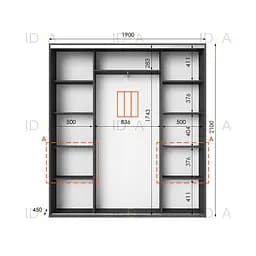 Шафа-купе Idea серія 7 190 x 45 x 210 см Антрацит - мініатюра 2