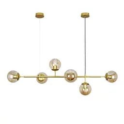 Люстра стельова Levistella 7529802-6 GD+BR, 6 плафонов, E27, золотий, коричневе скло, сучасний стиль