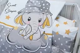 Комплект постільної білизни в ліжечко Tag Tekstil Sweet sleeper grey для немовлят Слоник (сірий) - мініатюра 3