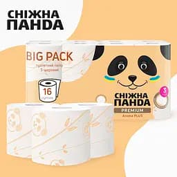 Тришаровий туалетний папір Сніжна панда Premium Aroma Plus 16 рулонів - мініатюра 4