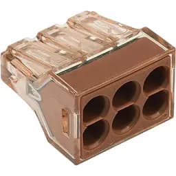 Клема Brille Wago для розподільних коробок на 6 багатожильних дротів 4 мм² прозора коричнева 773-606