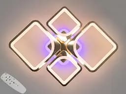 Люстра стельова LED Diasha 8060/2+2G, 100W, 3200K-6000K, золото, сучасний стиль, з пультом, акрилова