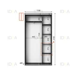 Шафа-купе Idea серія 5 110 x 45 x 210 см Антрацит Дзеркало - мініатюра 2