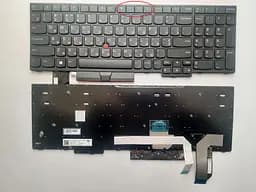Клавіатура для ноутбуків Lenovo ThinkPad E580, L580, T590 чорна з чорною рамкою, з трекпоінтом RU/US