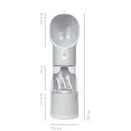 Пляшка-поїлка для тварин Semi Pets Feeder 255 мл + 200 мл 2 відділення, White з пакетами та лопаткою - мініатюра 6