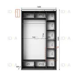 Шафа-купе Idea серія 1 140 x 60 x 240 см Антрацит - мініатюра 2