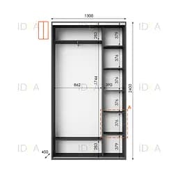 Шафа-купе Idea серія 1 130 x 45 x 240 см Антрацит - мініатюра 2