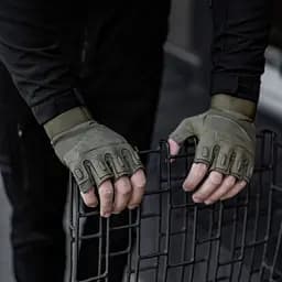 Мотоциклетні безпалі рукавички (з захисною вставкою) Хакі Xl - мініатюра 4