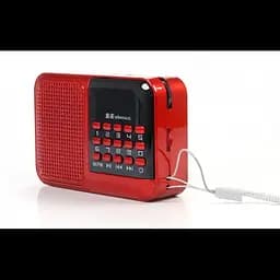 Радіоприймач з FM радіо на акумуляторі, переносний приймач червоний USB MicroSD BKK S61 - мініатюра 4