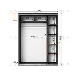 Шафа-купе Idea серія 5 160 x 60 x 210 см Антрацит Дзеркало - мініатюра 2