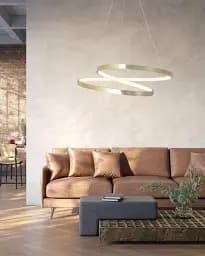 Люстра підвісна світлодіодна кругла Goldlux 328052 Zefira 50 Led 1x40W 4000K 3700Lm IP20 Золотий - мініатюра 2