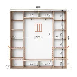 Шафа-купе Idea серія 4 230 x 45 x 240 см Дуб сонома Дзеркало - мініатюра 2