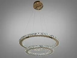 Люстра стельова LED Diasha 7206-8W/580+400G Кришталеві кільця, 65W, золото, сучасний стиль, регулювання висоти, пульт ДУ - мініатюра 4