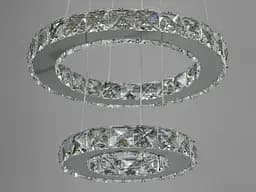 Люстра стельова LED Diasha 7206-3W/300+200HR "Кришталеві кільця", 30W, хром, для вітальні, коридору, кухні - мініатюра 4