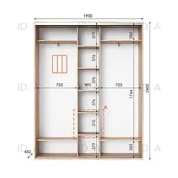 Шафа-купе Idea серія 2 190 x 45 x 240 см Дуб сонома Дзеркало - мініатюра 2