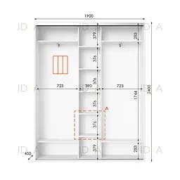Шафа-купе Idea серія 2 190 x 45 x 240 см Білий Дзеркало - мініатюра 2
