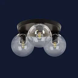 Люстра стельова LED Levistella 756XPR150F-3 BK+CL (300), 3 плафона, E27, чорний метал + прозоре скло, сучасний стиль для дому - мініатюра 2