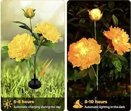 Світильники Sun Lamp садові на сонячній батареї квіти півонія 2 шт - мініатюра 5