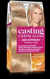Краска-уход для волос без аммиака L'Oreal Paris Casting Creme Gloss, тон 910 (Очень светло-русый пепельный), 120 мл (A5777276)