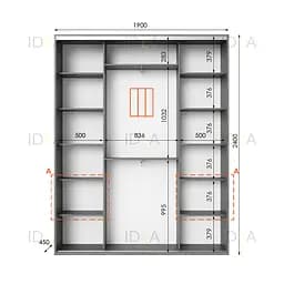 Шафа-купе Idea серія 3 190 x 45 x 240 см Венге темний Дзеркало - мініатюра 2