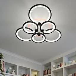 Стельова LED-люстра Diasha D8022/3+3BK з кільцевими елементами, 3 кольори світла - мініатюра 2