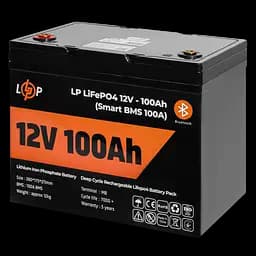 Акумулятор LP LiFePO4 12V (12,8V) - 100 Ah (1280Wh) (Smart BMS 100А) з BT пластик для ДБЖ - мініатюра 3