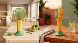 Акумуляторний вентилятор Light and Handy Fan із підставкою для телефона, 700 мА·год, 3 швидкості, 1,5-2,5 Вт, USB Type-C, 16,5 см, жовтий - мініатюра 5