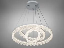 Стильная подвесная LED-люстра для зала Diasha MD78201/600+400+200WH, біла, 105W, Ø60 см, 3 кільця - мініатюра 2