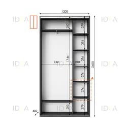Шафа-купе Idea серія 1 120 x 45 x 240 см Антрацит - мініатюра 2