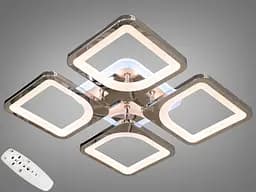 Стельова LED-люстра Diasha S8060/4HR 3color з пультом і димером, хром, 80W, 4400 lm, квадратні акрилові плафони 37,7x37,7 см - мініатюра 2